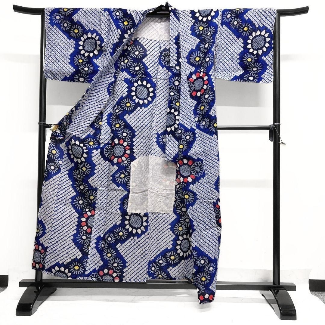 藍染 花模様 蜻蛉 とんぼ 浴衣 有松鳴海絞り 着物 042a p (浴衣 藍染 花模様 蜻蛉 とんぼ 浴衣 有松鳴海絞り 着物 042a p (浴衣