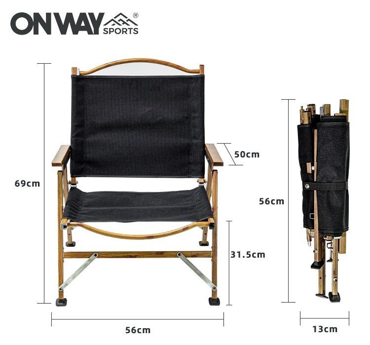 ONWAY  SPORTS コットン アームウッド ローチェア 黒 ONWAY SPORTS コットンローチェア OW-56C 収納ケース付 ブラック