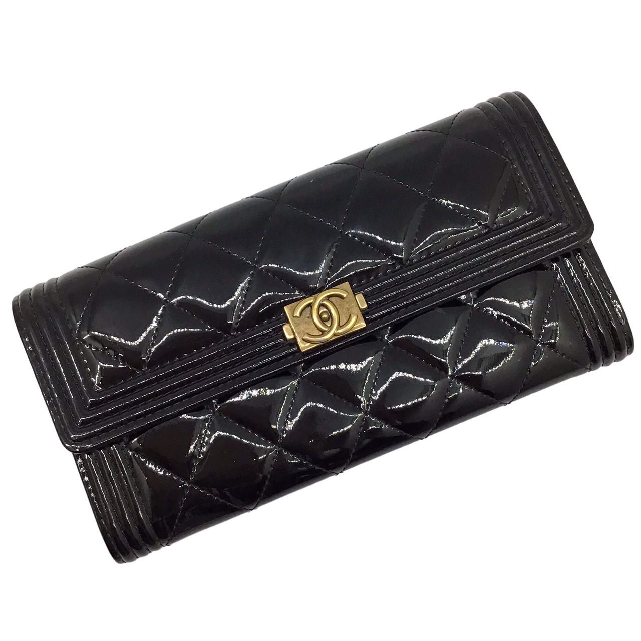 CHANEL シャネル 長財布 ボーイシャネル エナメル フラップウォレット CHANEL シャネル ボーイシャネル ロングフラップウォレット