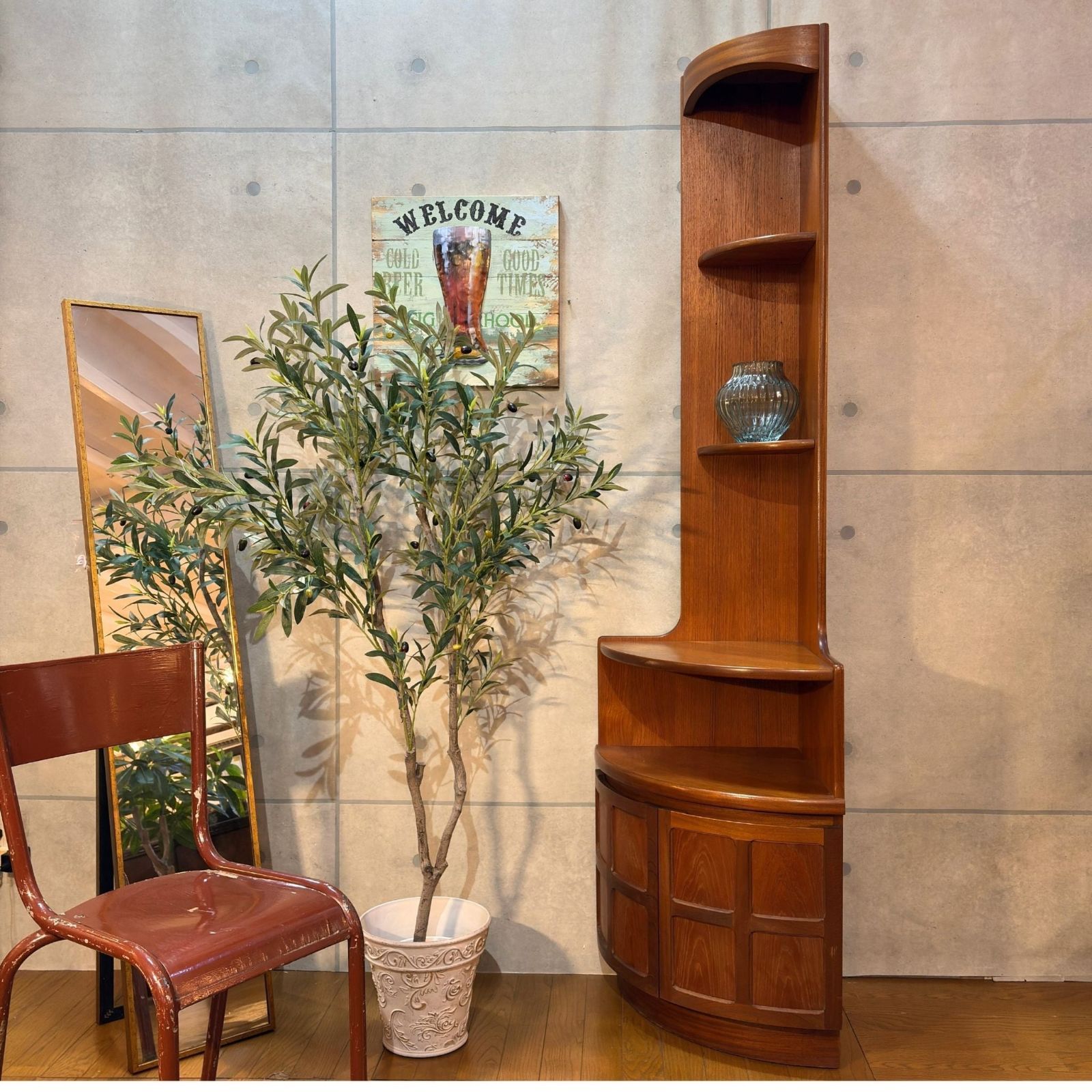 VINTAGE Nathan ネイサン コーナーシェルフ Squares | チーク材 コーナーユニット 曲線 1980s UKヴィンテージ ミッドセンチュリー