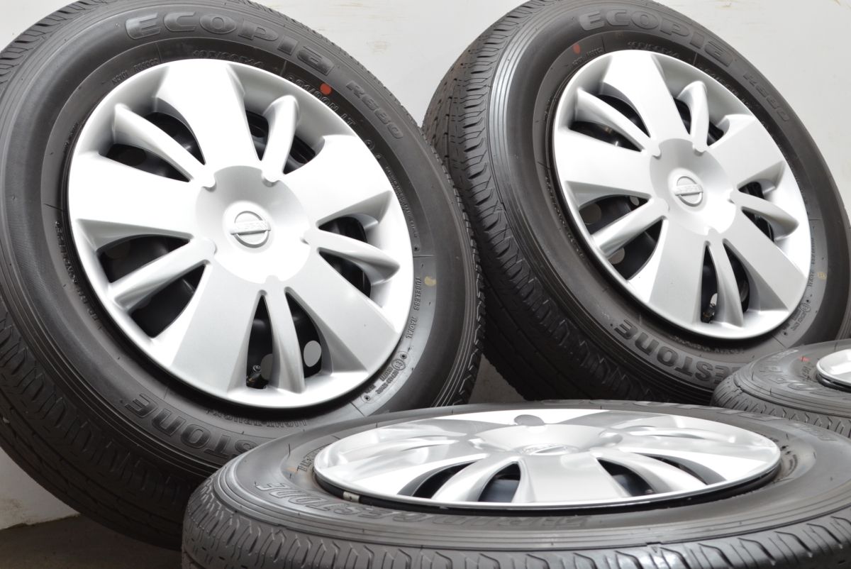 製 新車外し バリ溝 ニッサン NV200 バネット ワゴン 純正 14in 5J 45 PCD114.3 ブリヂストン エコピア R680 165 80R14 LT