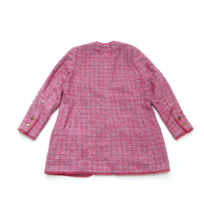 シャネル　ジャケット CHANEL】シャネル『ツイード ノーカラージャケット size42