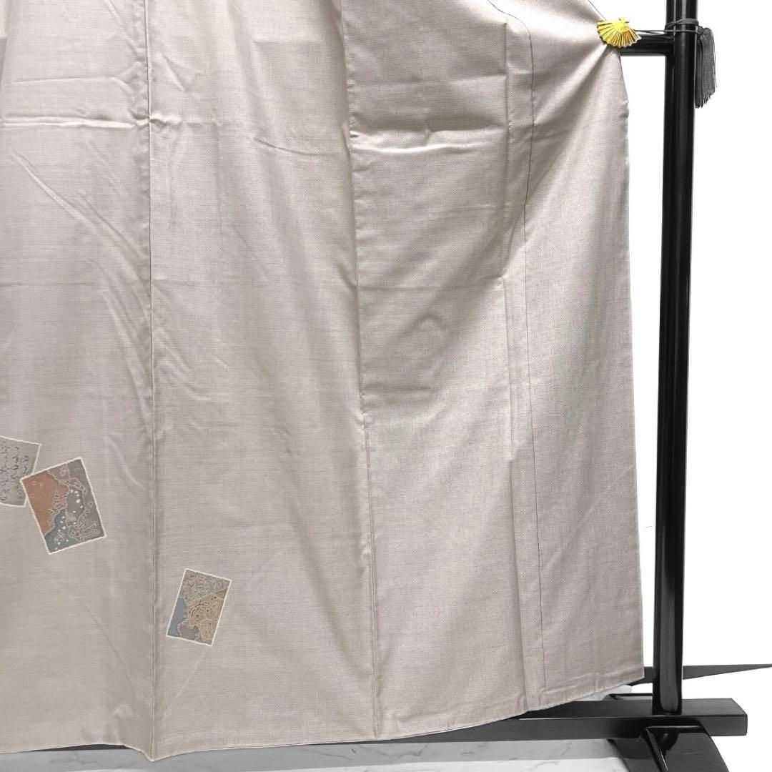 付け下げ大島紬カルタ百人一首七宝薄紫着物103 d