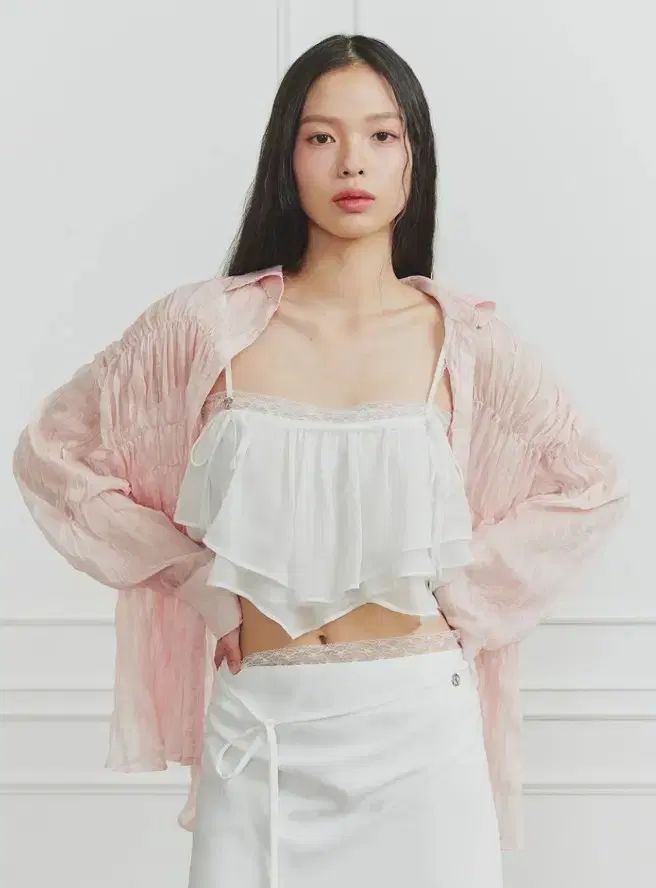 PAIN OR PLEASURE MEMORY SHIRRING SHIRT pink