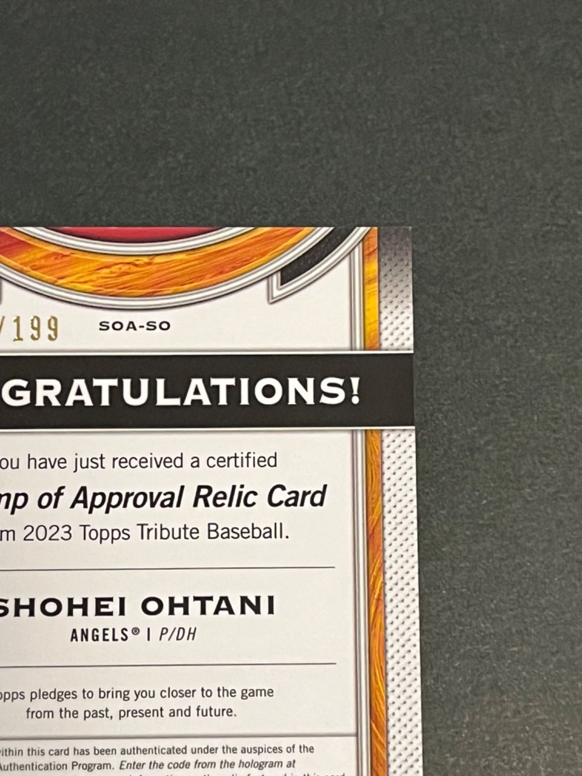 199枚限定&MLB公認ホログラム付】大谷翔平試合着用ユニフォーム