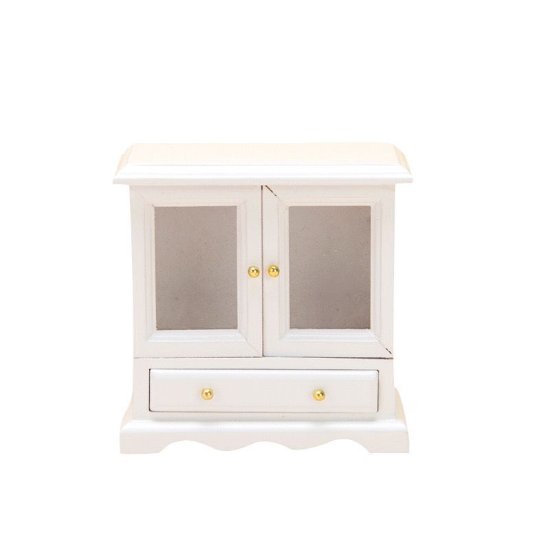 ドールハウス ミニチュア 家具 木製 キャビネット 扉付き 本棚 1/12 