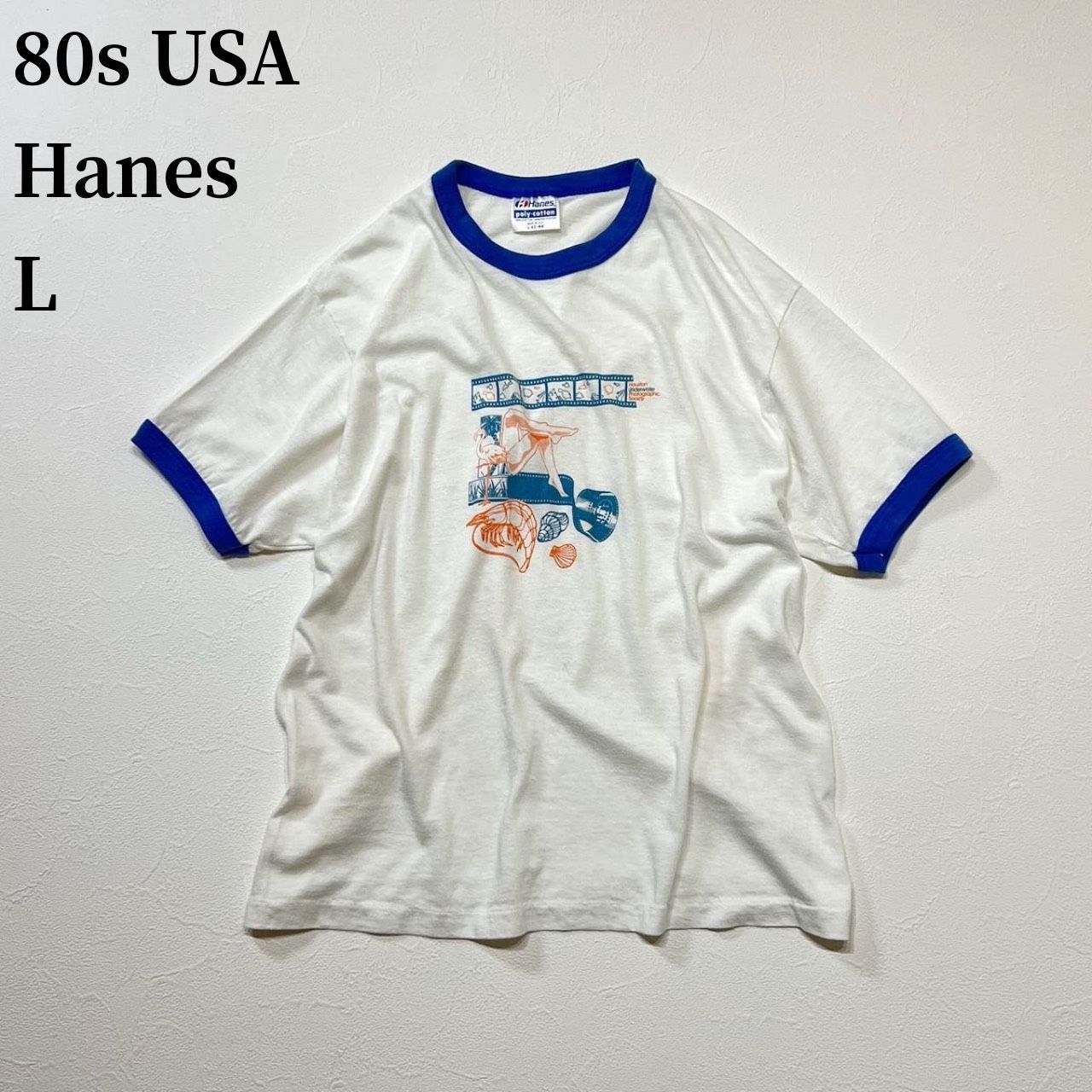 80s USA Hanes リンガーTシャツ ホワイト L 古着 - メルカリ