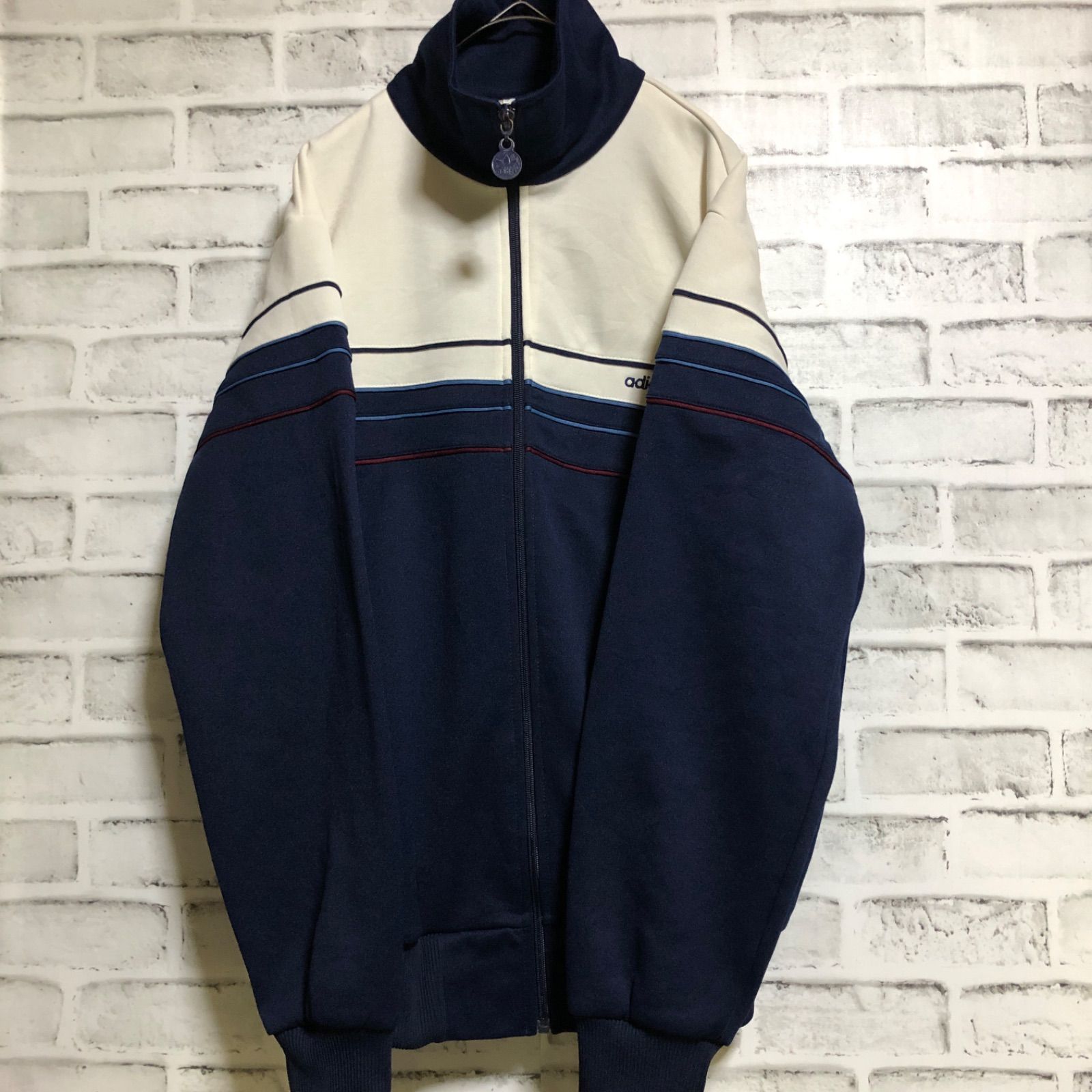 ベージュ×ネイビー　adidas 80s トラックジャケット 中古・古着通販】adidas (アディダス) 80'sトラックジャケット