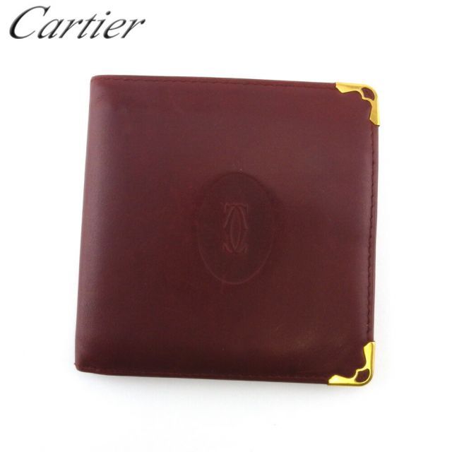 カルティエ 二つ折り 財布 ミニ財布 レディース メンズ マストライン ボルドー ゴールド レザー Cartier T19767