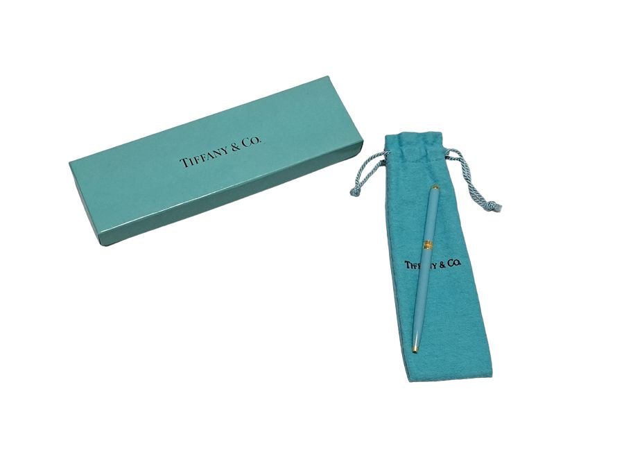 新品同様 Tiffany&Co. ティファニー ボールペン パース 水色 ゴールド