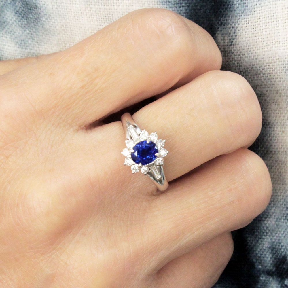 最高品質！ ロイヤルブルー 1ct サファイア ダイヤ プラチナ リング 鑑別 最高品質！ ロイヤルブルー 1ct サファイア ダイヤモンド