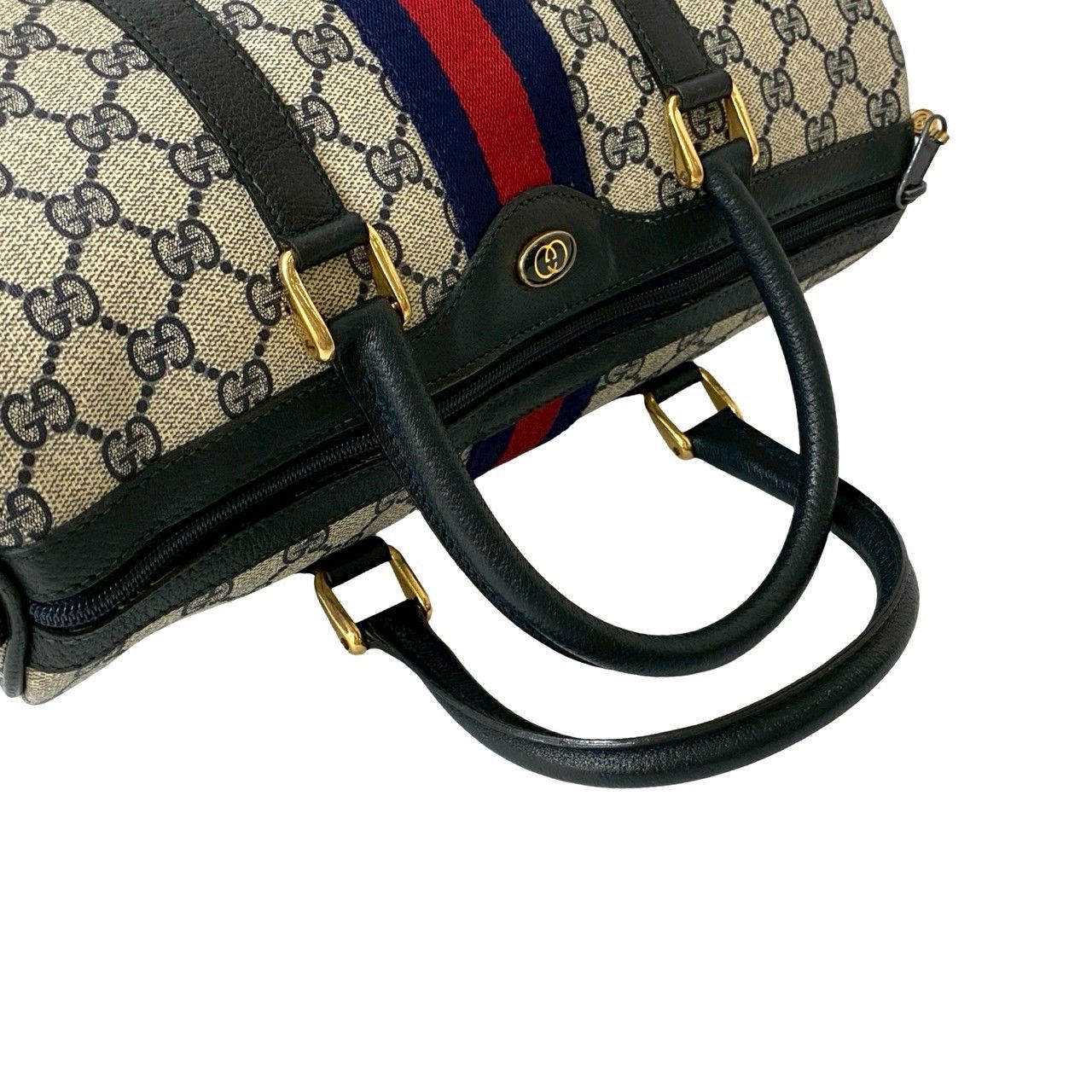 ✨美品✨オールドグッチ ミニボストンバッグ GG柄 シェリーライン 紺色 極 美品 GUCCI グッチ オールドグッチ ヴィンテージ シェリーライン GG