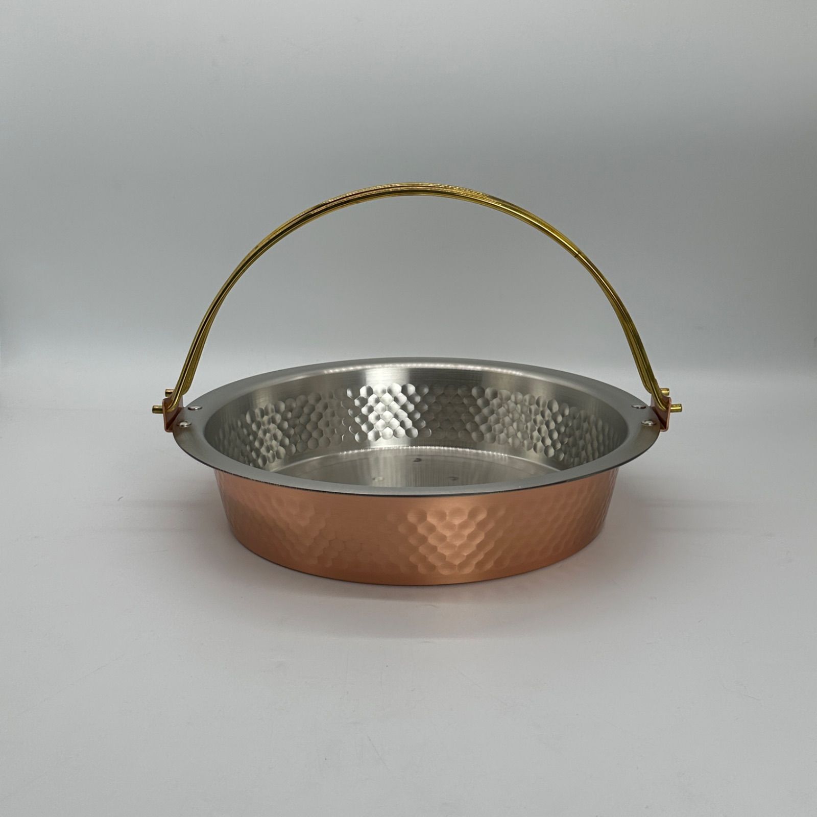 タイムセール】銅 純銅 鎚目入れ すき焼き鍋 鍋（ツル付）26cm S