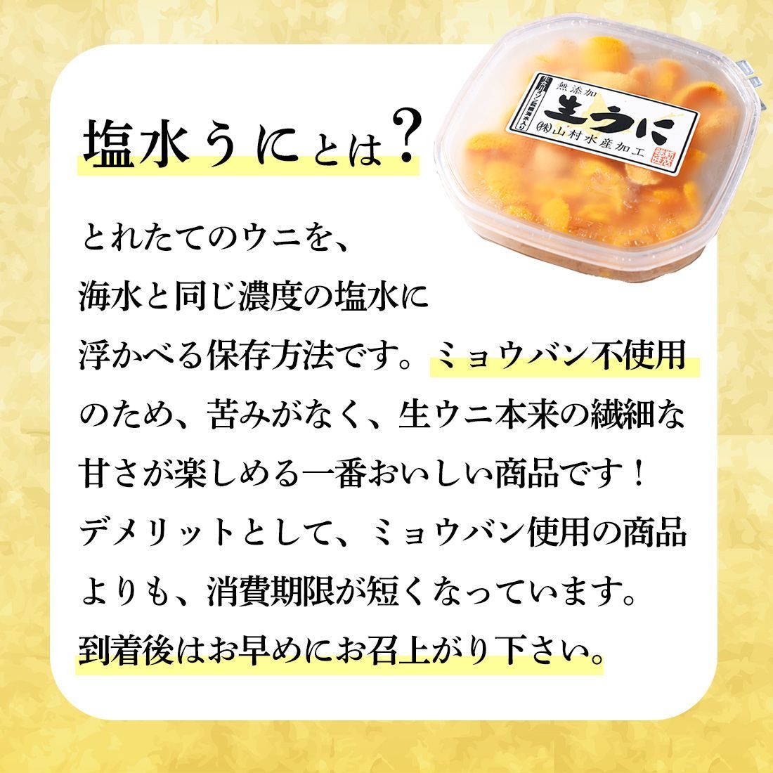 無添加 北海道産 塩水バフンウニ うに ウニ 100ｇ 人気 おいしい 美味しい おすすめ ビールのつまみ おつまみ お取り寄せ ギフト 贈答用  業務用 父の日 母の日 メルカリ