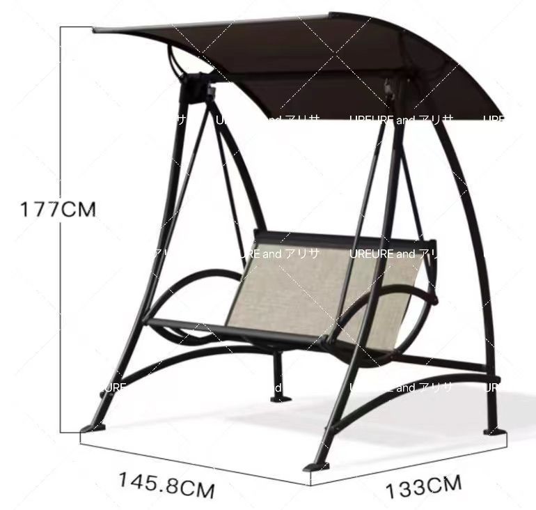 ブランコ 屋外 二人乗り スイングベンチ 大人用 子供 スイングチェア 2人用パティオスイングチェア 防水 日焼け止め 棕色