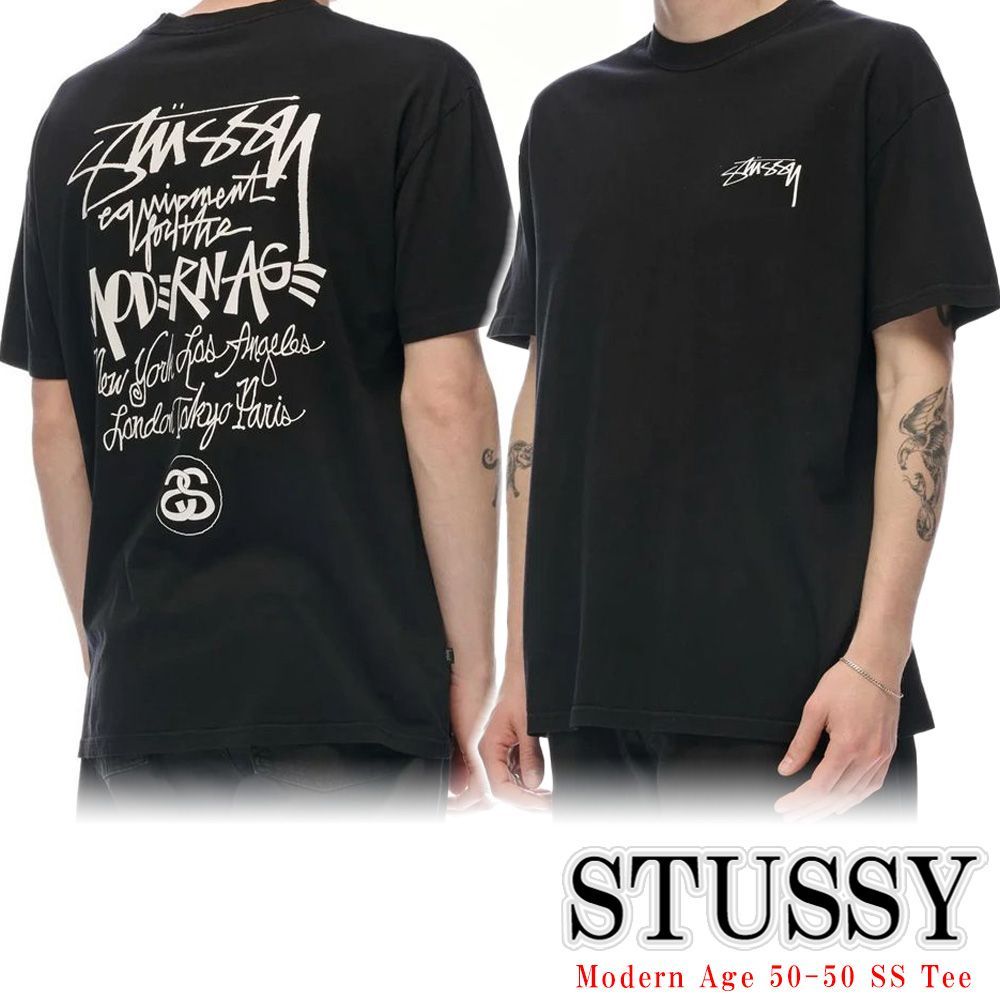 Stussy Tシャツ ステューシー ロゴ 半袖 Modern Age 50-50 SS