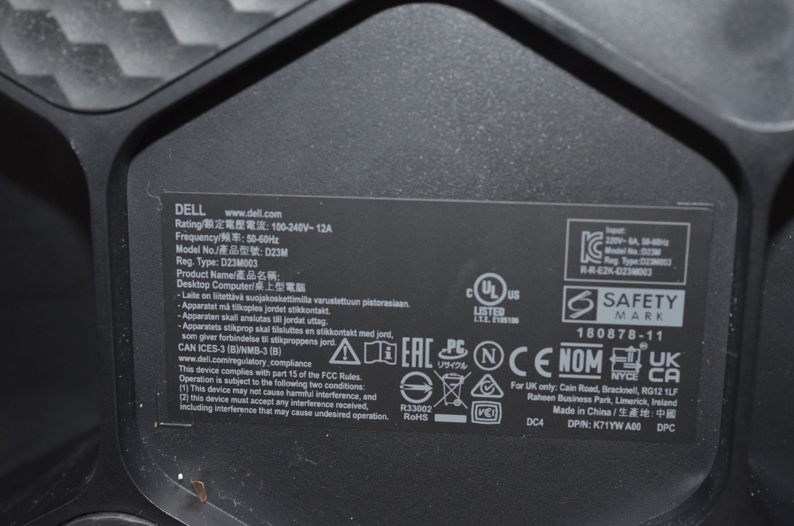 中古良品 Dell Alienware Aurora R12 ゲーミングデスクトップ/Win11