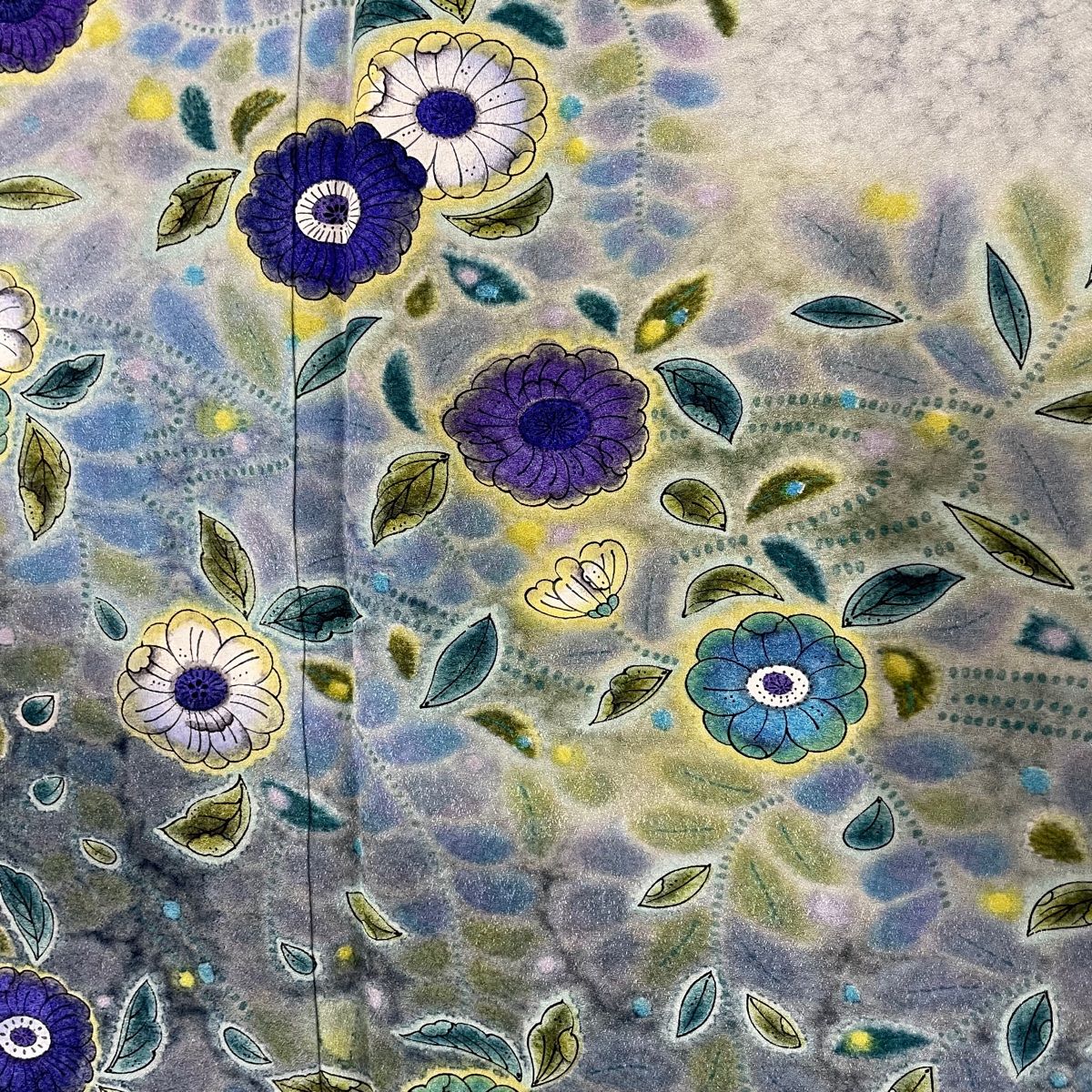 着用少ない！辻が花＊総柄＊ブルーグレー＊紋無し＊訪問着＊１６１ｃｍ＊裄６４ 着用少ない！辻が花＊総柄＊ブルーグレー＊紋無し＊訪問着