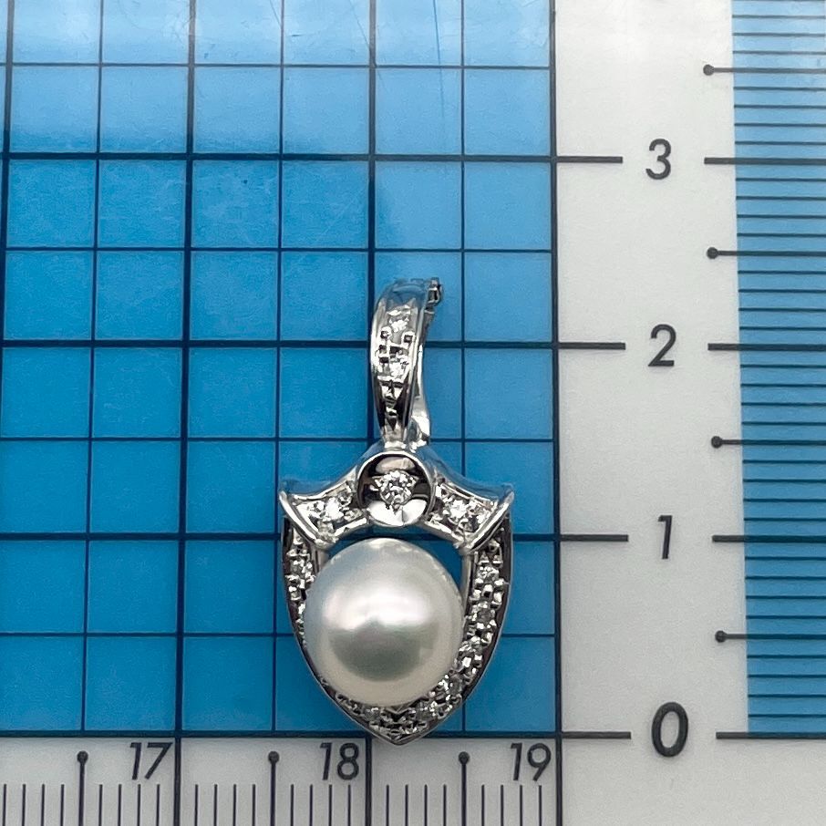 K14WG ダイヤ　ペンダントトップ K14WG パール×ダイヤモンド ペンダントトップ 0.11ct/25-749S
