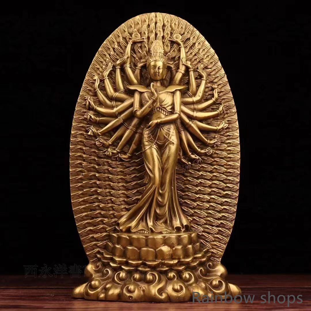 新品未使用】千手観音菩薩像 銅器 チベット仏 観音像 仏教美術