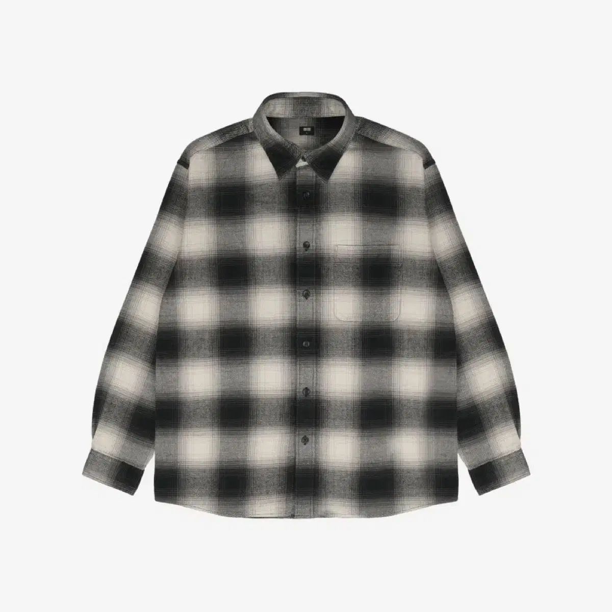 XL ） UNIQLO(ユニクロ) フランネル チェック シャツ 黒 長袖 ロングスリーブ