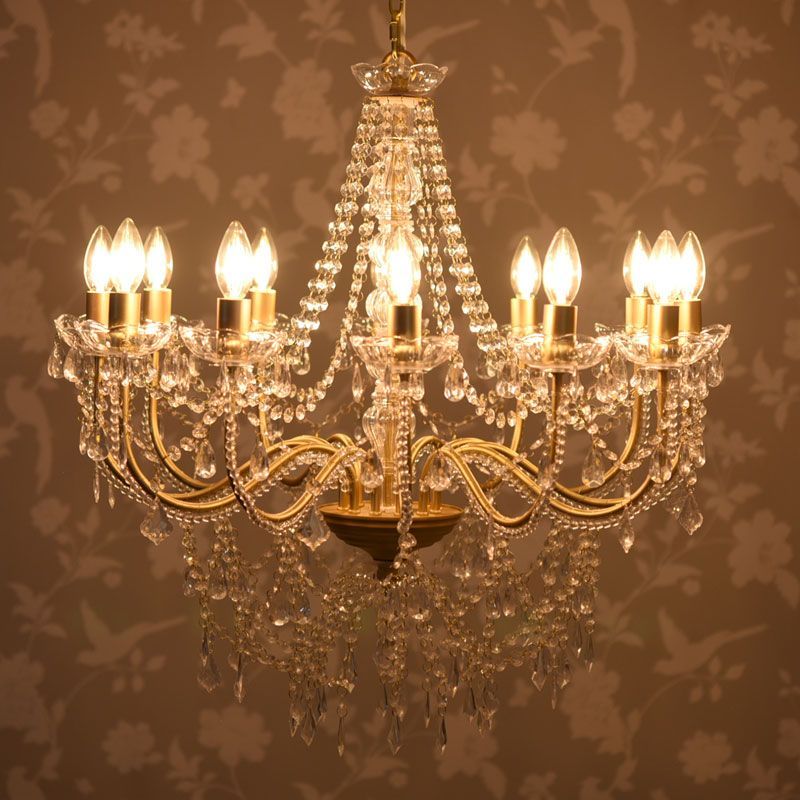 シャンデリア 12灯 ゴールド LED簡単取付 天井照明 LED電球対応 北欧 アンティーク クラシック 4004