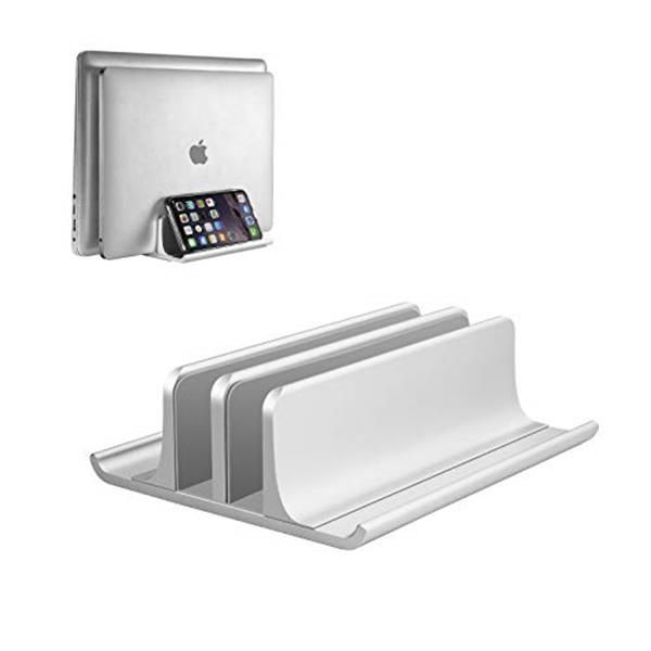在庫一掃】 ノートパソコン スタンド 縦置き PCスタンド 2台収納 安定性 ホルダー幅調整可能 アルミ合金素材 卓上 省スペース  滑り止めで安定感ある スマホスタンド for iPhone iPad MacBook Pro Air