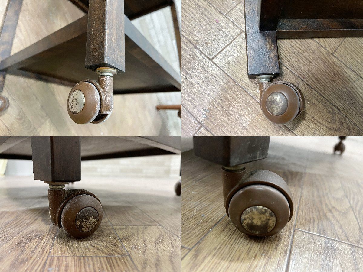 □民芸調 木製キッチンワゴン キャスターワゴン クラシック