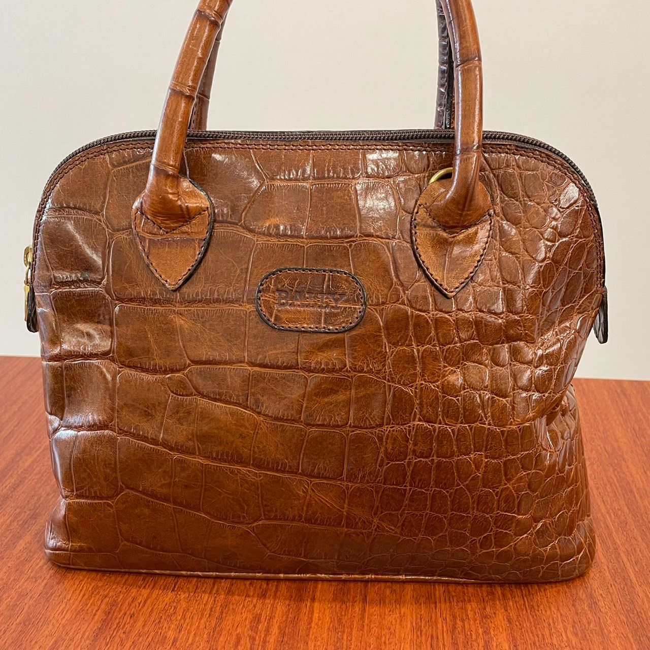 729 美品 BALLY バリー クロコ型押しレザー ハンドバッグ 手提げバッグ 