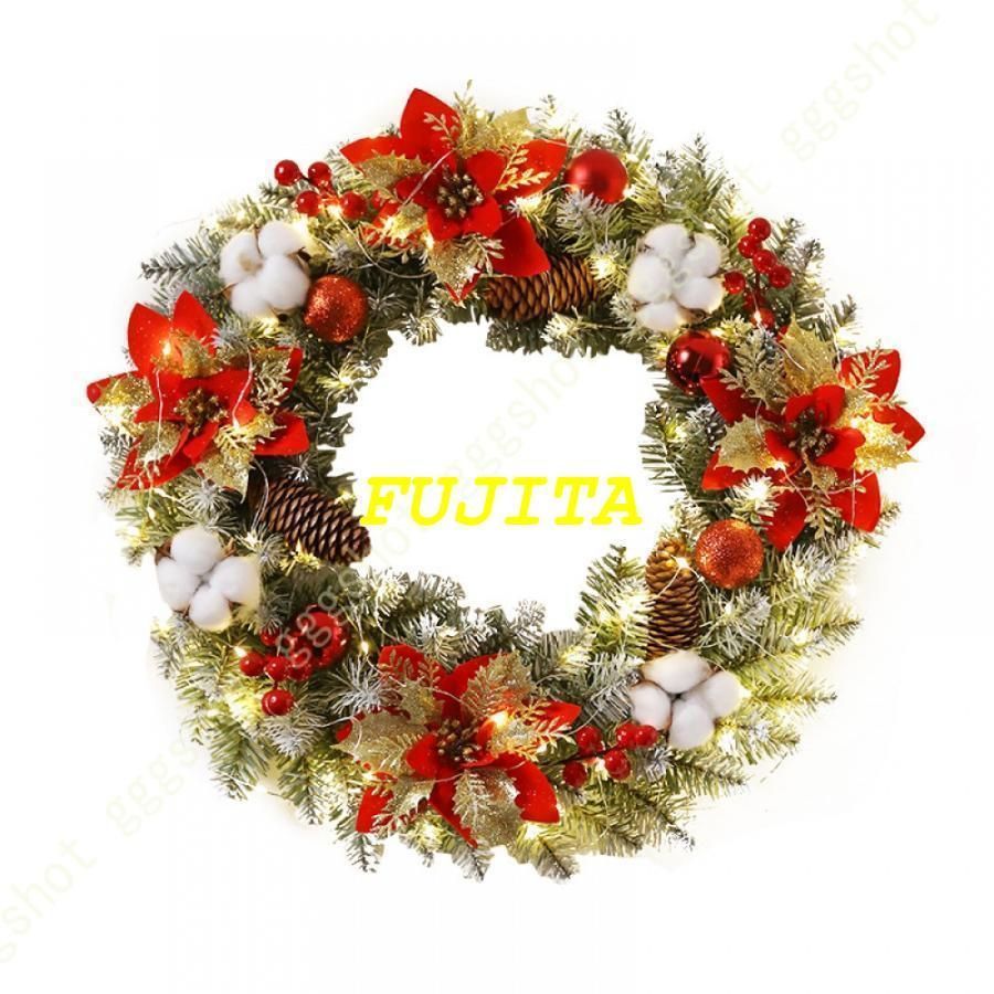 クリスマスリース リース 玄関 クリスマスライト 花輪 壁掛け