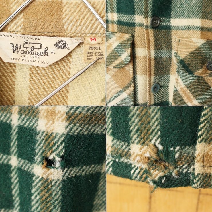 USA Woolrich ウールチェックシャツジャケット M グリーン aw11 - ブルゾン