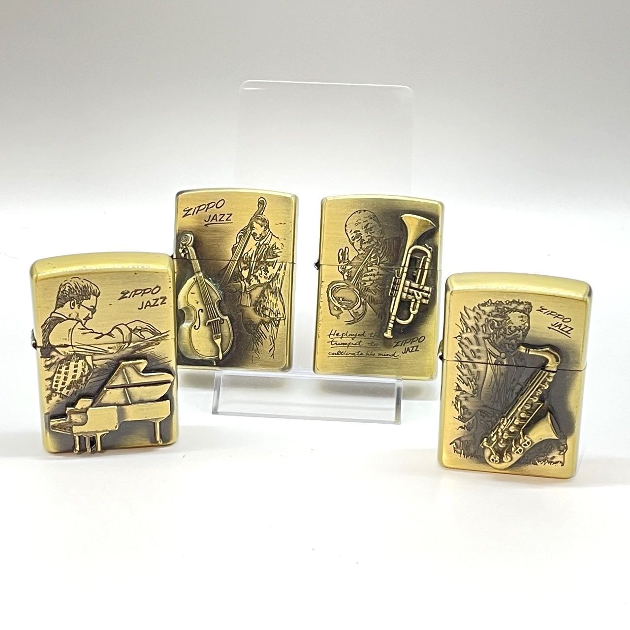 ZIPPO ジッポ JAZZ ピアノ トランペット コントラバス サックス 4点 
