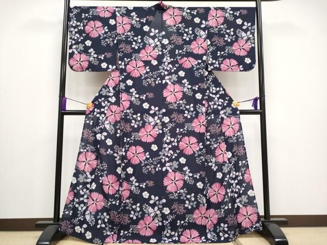 平和屋着物 上 夏物 撫松庵 セオアルファ 小紋 浴衣兼用 舞花文 洗える着物 CYAA3131s5