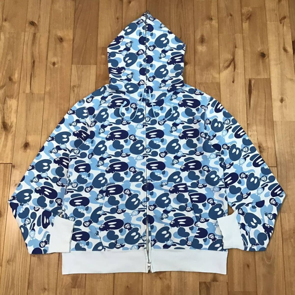 Milo camo Blue フルジップ パーカー Lサイズ a bathing ape