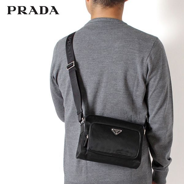 25AWモデル プラダ PRADA メンズ ReNylon x サフィアーノレザー