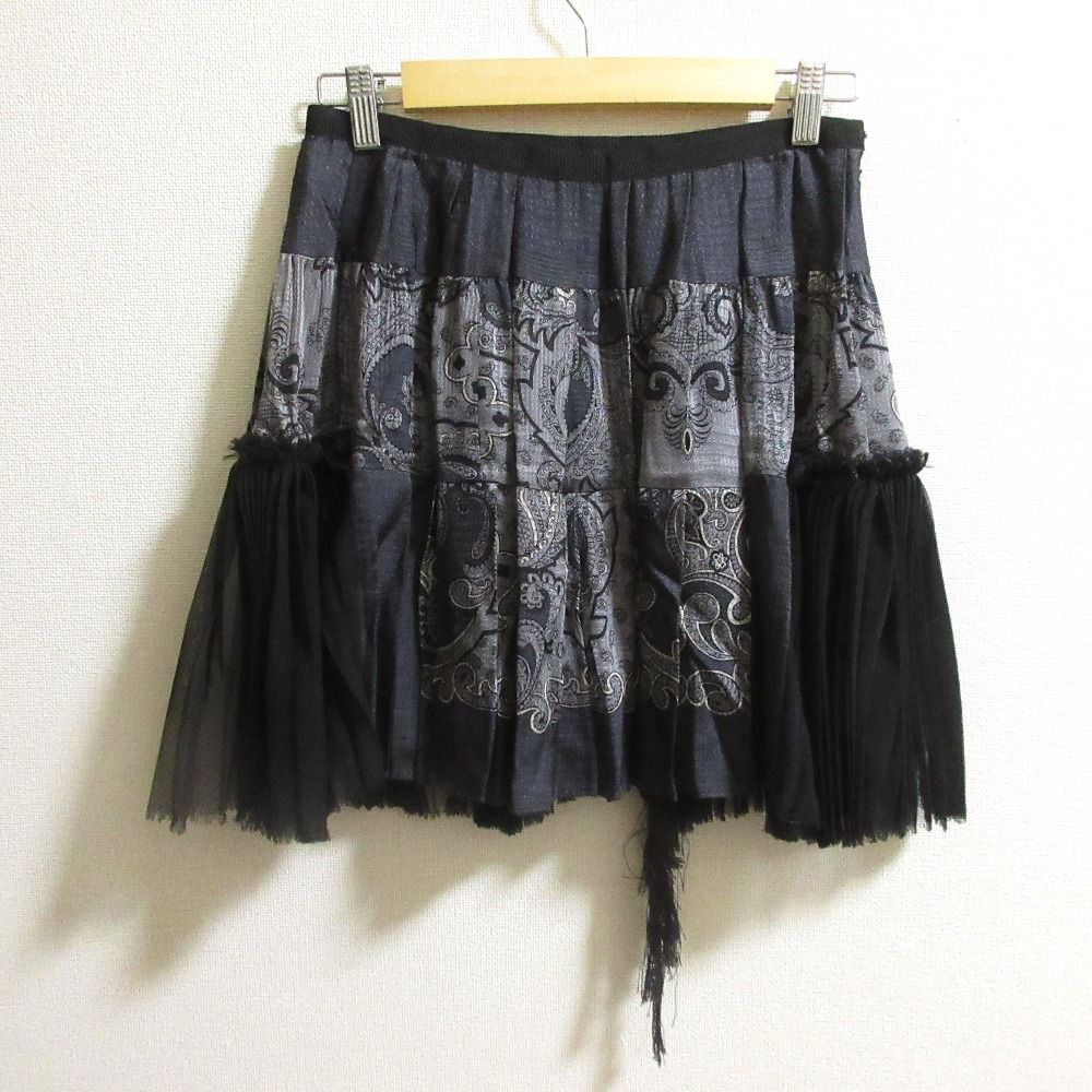 美品 Sacai サカイ ペイズリー柄 パネルプリーツ スカート