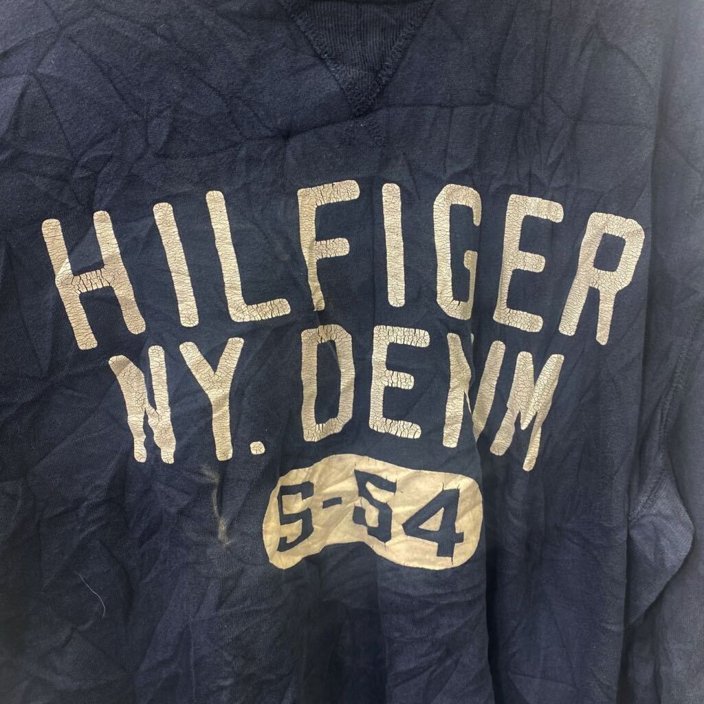 HILFIGER DENIM ロゴ スウェット プリント スウェット XL サイズ トミーヒルフィガー ネイビー 古着卸 アメリカ仕入 t2406-3056