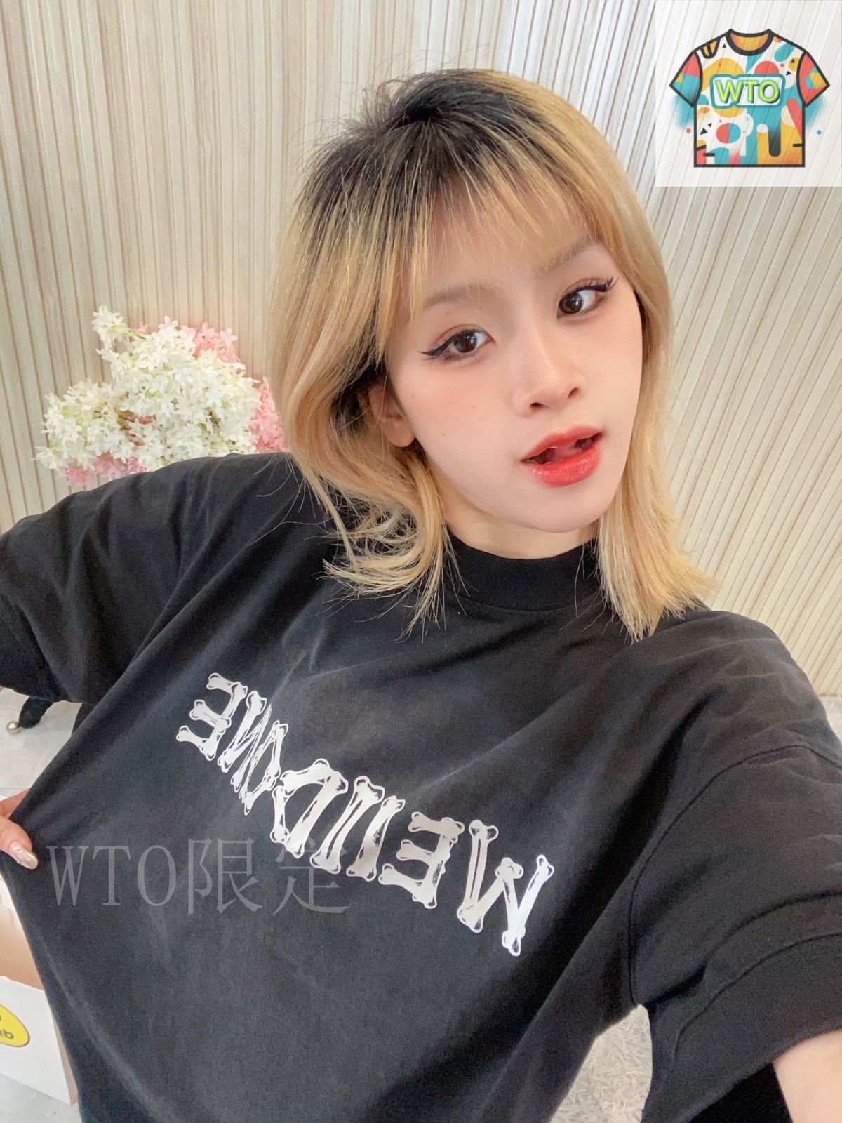 今日特価】WE11DONE Gradient Tie-Dye Skeleton LOGO T-Shirt