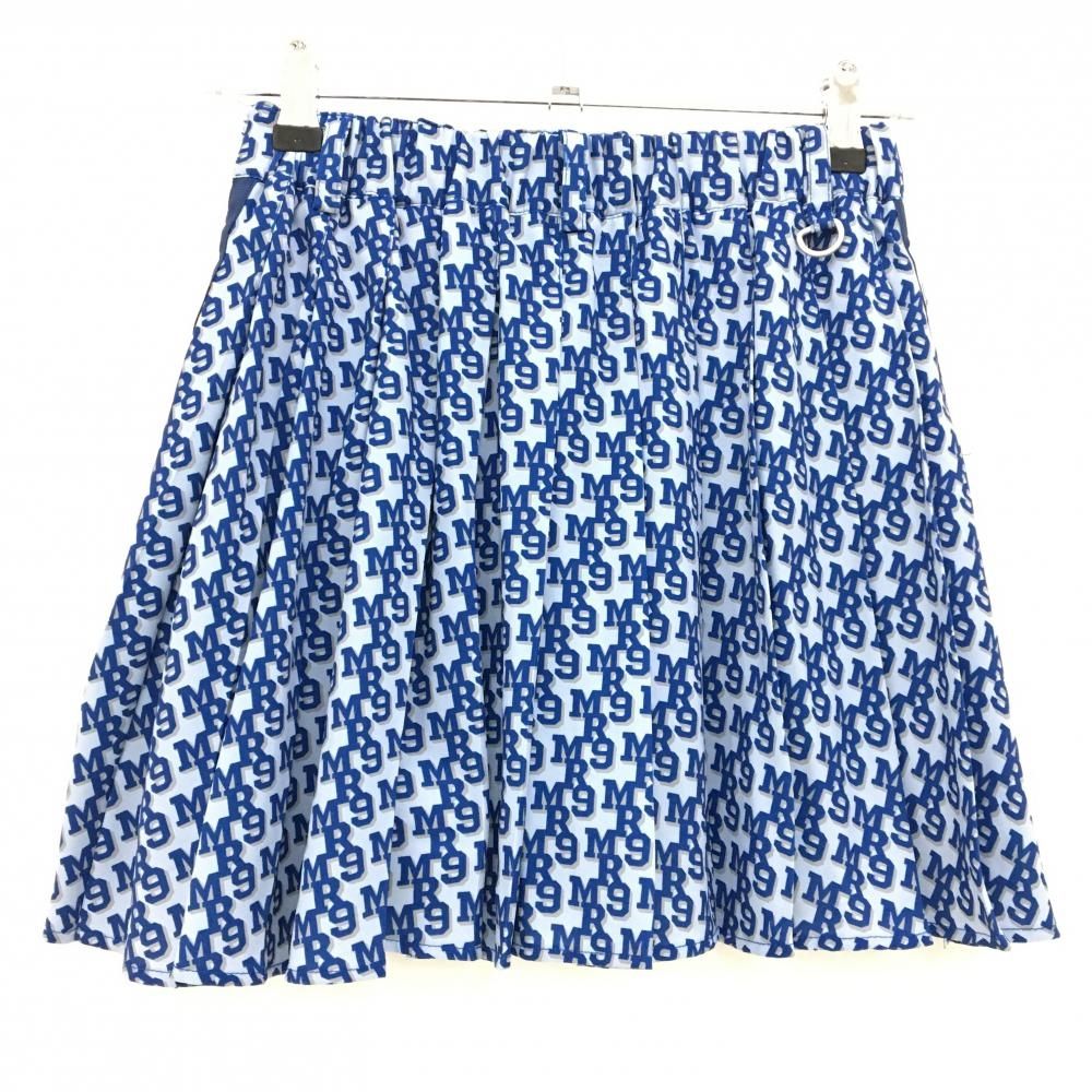 超美品】ミラーナイン スカート ライトブルー×ブルー ロゴ総柄 内側