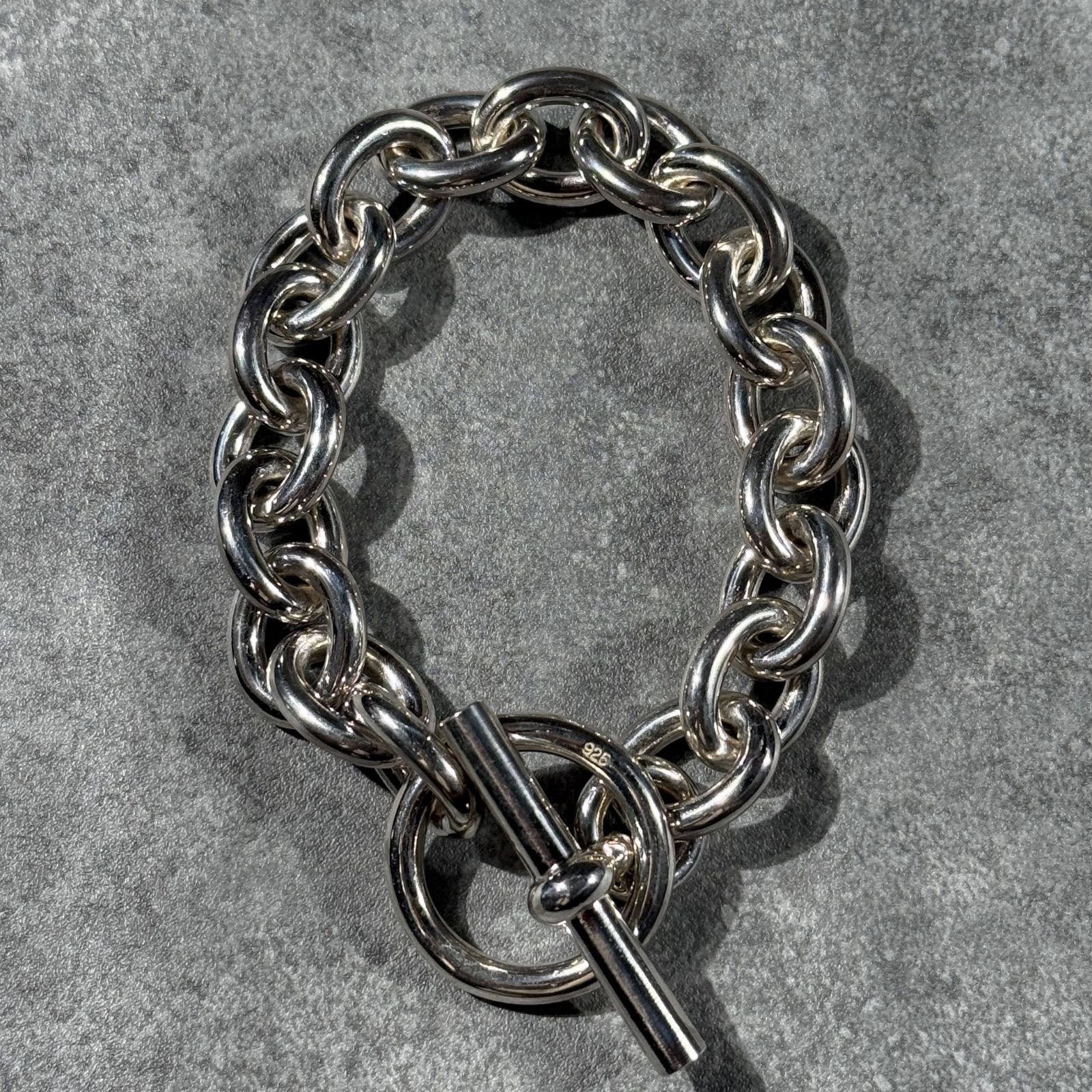 シルバー925製 ラウンドチェーンブレスレット Large サイズ