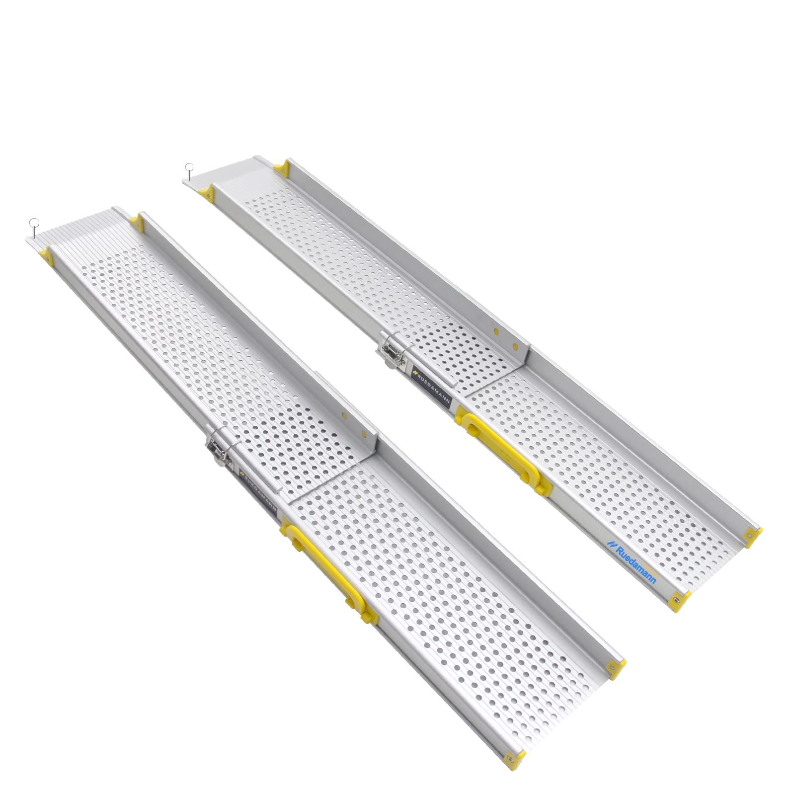 伸縮式 104.5-182cm スロープ 耐荷重300kg 車いす スロープ 軽量アルミ製 無段階長さ調整 車椅子 段差解消 持ち運び便利 階段 玄関に適用 歩行器 Ruedamann 車椅子 台車対応 介護用 2本セット