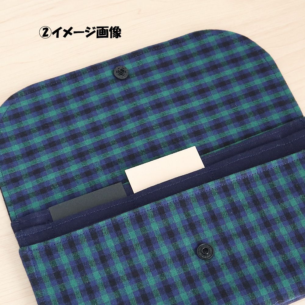 ファミリア風 緑チェック×ネイビー タータンチェック マルチケース