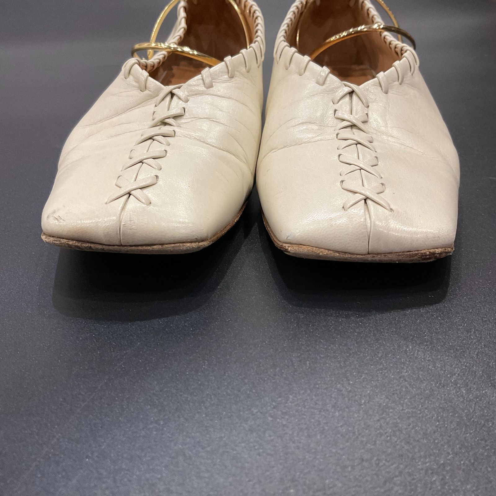 ジルサンダー JILSANDER アンクルリング ステッチ バレリーナ パンプス