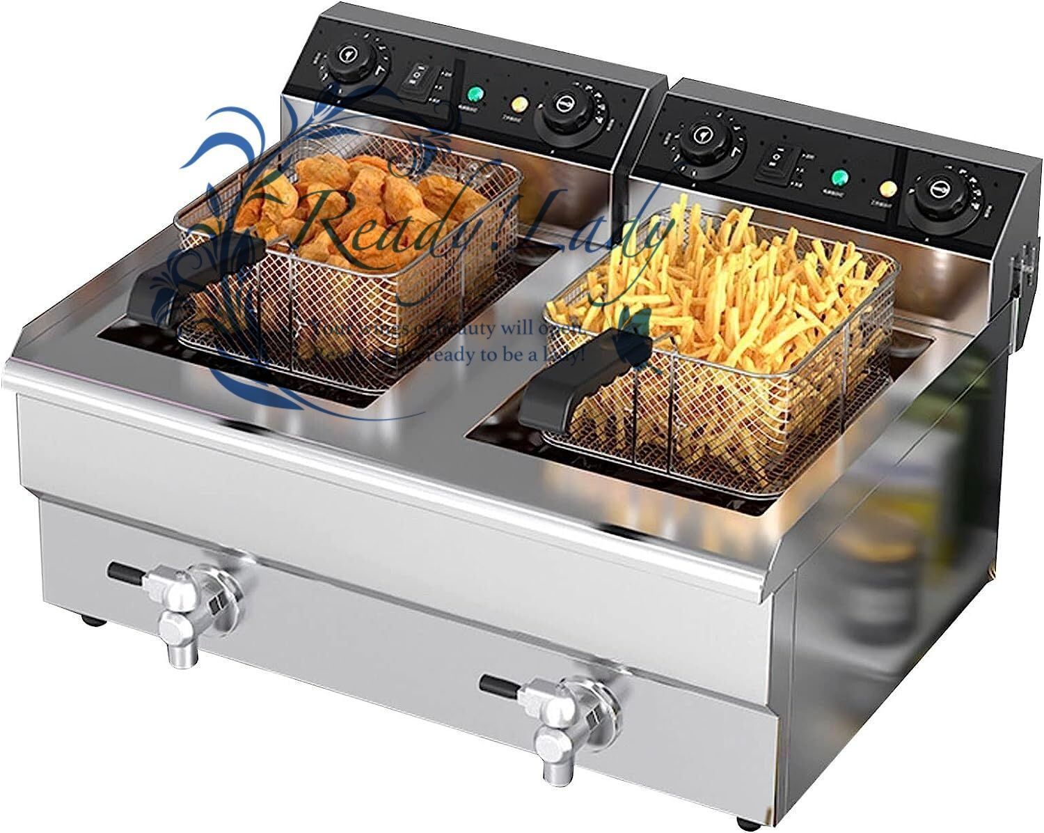 ステンレス製ファットフライヤー 6000W 16L 業務用ディープフライヤー シングルシリンダー電気フライヤー 滑り止め加工 お手入れ簡単 温度調節 バスケット蓋付き レストラン 家庭用キッチン用 お手入れ簡単