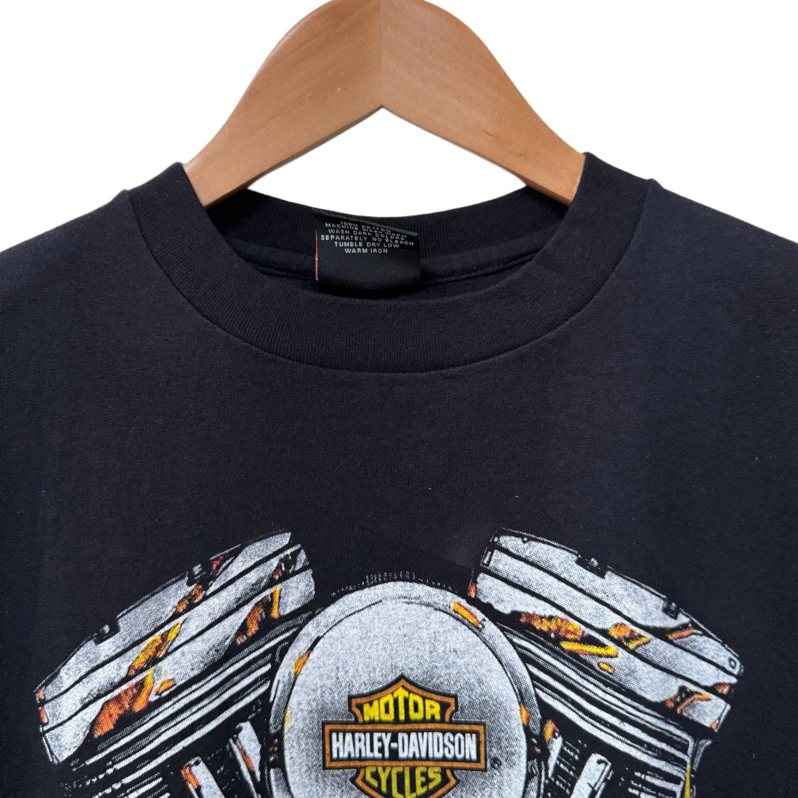 90’s USA製 Harley-Davidson ファイヤー Tシャツ L 古着 90s USA製 HARLEY DAVIDSON ファイヤー ロゴ ウィング T
