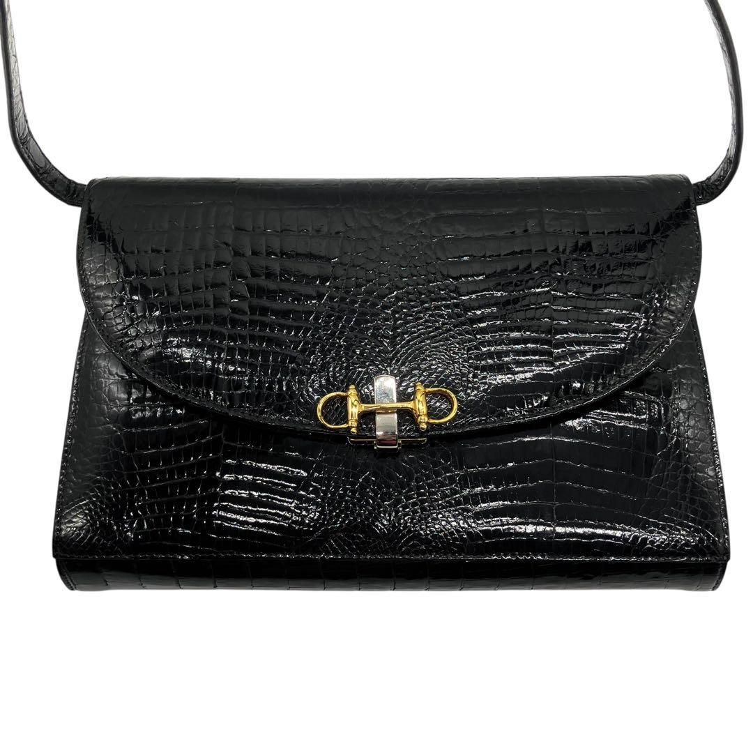 2012 シャイニングクロコダイル ショルダーバッグ 2way ホースビット  