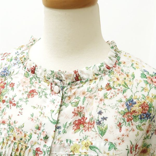 Loretta Caponi フリル付き花柄半袖シャツ