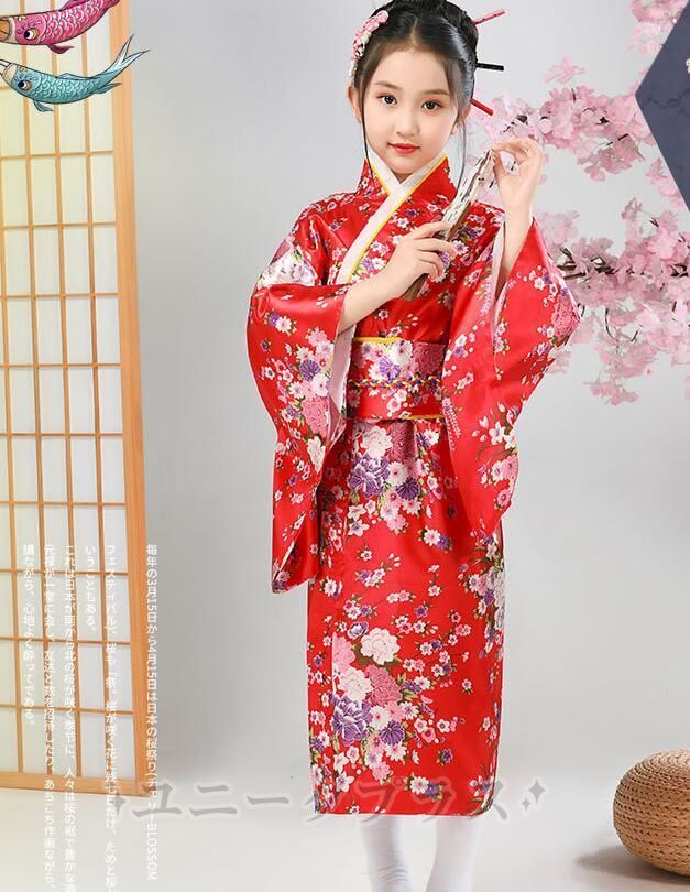 浴衣 子供 女の子 浴衣ドレス 桜柄 ワンピース キッズ　簡単着付け 子供服 着物 和服 浴衣 花火大会 盆踊り コスチューム 花柄 夏祭り 可愛い 和装 花柄 夏祭り 夕涼み会 XY70552