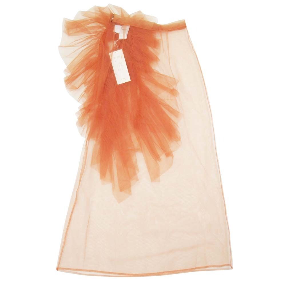 24ss MARGE マージ オーバーチュール レース ロングスカート メッシュ生地 34 テラコッタオレンジ レディース 古着