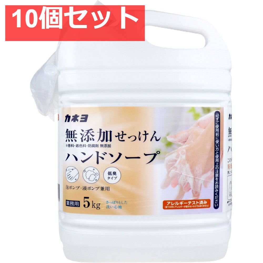 業務用 無添加せっけんハンドソープ 泡ポンプ 液ポンプ兼用 低臭タイプ 5kg 10個セット